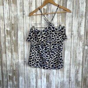 Tyche Blue and Black Leopard Print Halter